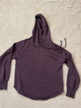 Hillard & Hanson Plum Purple Wool Blend Knit Hoodie Sweater